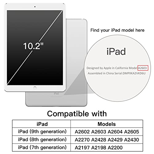 JETech Funda para iPad 10,2 Pulgadas (9.a/8.a/7.a Generación, 2021/2020/2019) con Pencil Poseedor, Clara Transparente Carcasa Trasera Delgada Soporte Antigolpes Cover Tableta (Negro)